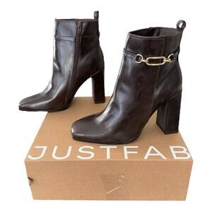 Just Fab Verena Ankle Boots Cacao Coffee Color Booties Women’s Size 9.5